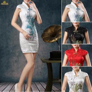 Chinese Dress Bodycon Sequins Cheongsam Evening Party MINI Ball Plus Size Gown Women Bridal