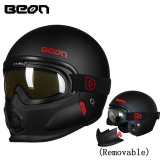 BEON B-703 Vintage Modular Motorcycle Helmet Men Women Retro 3/4 Open Face Helmets Moto Casque Casco With Chin Google Assemable (1)