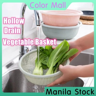 498 Vegetable Basket Hollow Vegetable Washing Drain Basket Fruit Storage Basket Kitchen Organizer
