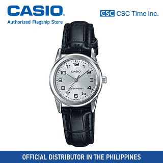 Casio (LTP-V001L-7BUDF) Black Leather Strap Quartz Watch for Women