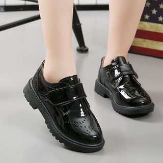 [low price sale]Boys leather shoes, black girls performance spring and autumn models, little cotton soft soles, British style children s small shoes