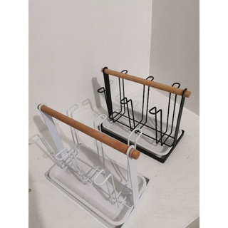 Nordic Display Glass Holder Cup Draining Shelves Glass Mug Cup Rack with Wooden Tray (2)