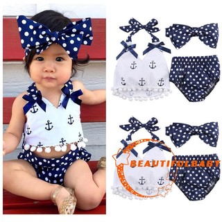 UEB-Cute Baby Girls Clothes Anchors Tops+Polka Dot (2)