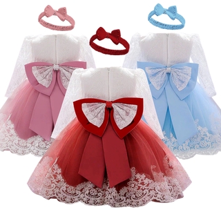 NNJXD Flower Infant Baby Girl Dress Lace Big Bow Baptism Dresses for Girls 1st Birthday Party Wedding Baby Clothes