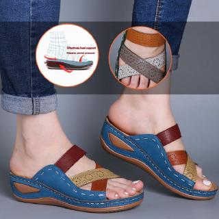 Casual Roman Hole Sandals Cross Open Toe Wedge Slippers