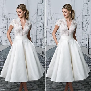 Wedding Bride V-Neck White Maxi Dress Evening Party Bodycon Dress Women Lace Gown Size S-XXXL