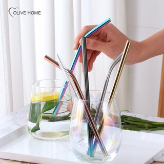 Reusable Metal Drinking Straws 304 Stainless Steel Sturdy Bent Straight Drinks Straw Kawaii Colourful Environmental Protection