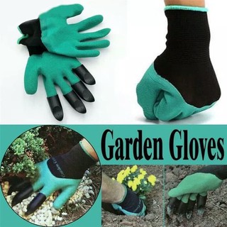 1Pair Rubber Polyester Builders Garden Work Latex Gloves Plastic Claw Digging labor Protective glove
