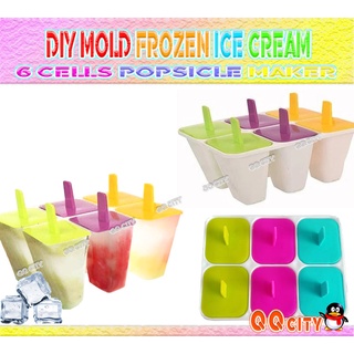 6 Cells DIY Ice Mold Frozen Ice Cream Mold Popsicle Maker