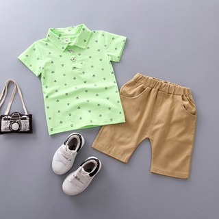 [SKIC] 6 M-5T Toddler Kids Baby Boys Anchor Pattern Button Down T-shirt+Shorts (8)