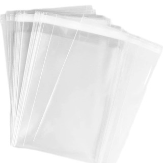 Self Sealing OPP Plastic Bags, Plastic with Glue/Adhesive 100pcs Clear Resealable Cello Bags