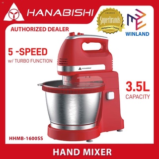 ∈Hanabishi Original 2 in 1 Powerful 3.5L 5-Speed Stand & Hand Mixer HHMB1600SS *WINLAND*