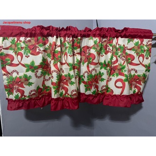 ❉♂Cream Christmas ribbon high window geena curtain 20”Lx60”W