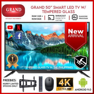 GRAND 50" 4K UHD Smart Led TV w/ Tempered Glass