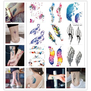 5 Sheets Waterproof Temporary Feather Tattoo Stickers