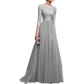 READY STOCK Formal Elegant Women Dresses Lace Wedding Party Dinner Maxi Dress Girl Evening Banquet L (6)