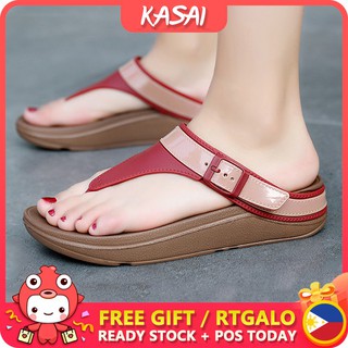 KASAI Fttilop Fashion Slippers Sandal for Women Slope Heel Casual Wedges Wholesale Shoes COD ks7398