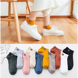 Female Bear Shallow Mouth Sock Embroidered Socks