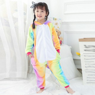 Kid's Rainbow Unicorn Pajamas Kigurumi Costume Pajamas (3)