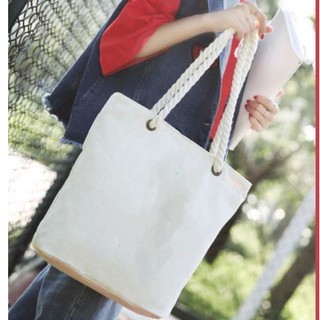 Plain Canvas bag Tote Shoulder With zipper Thick Rope Sling bag Katsa bag