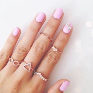 5Pcs Fashion Women's Jewelry Midi Full Crystal Knuckle Finger Rings Sets BjFranchise