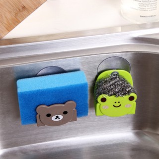 Kitchen Sink Sponge Dish Cloth Scrubbers Holder Cartoon With Strong Suction Cup [DELT]