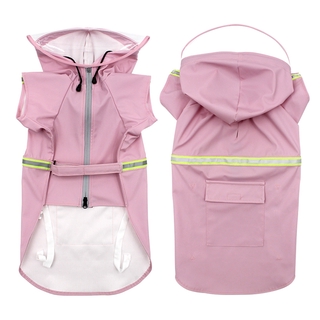 Pet Raincoat with Reflective Strips + Zipper Cloak Raincoat Transparent Hat Waterproof and Windproof Pet Raincoat with Pocket on The Back Suitable