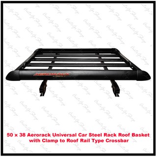 50 x 38 AERORACK Universal Car Steel Rack Roof Basket with Clamp to Roof Rail Type Crossbar
