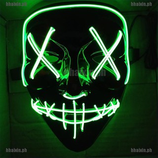 HX Halloween LED Glow Mask EL Wire Light Up The Purge Movie Costume Light Party[PH] (4)