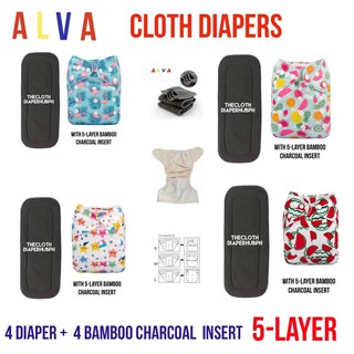 Alva 3.0 cloth diaper with 5-Layer Charcoal insert