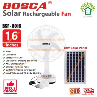 BOSCA Solar Recahrgeable Electric Fan Stand Fan with LED light TWO LED bulbs BSF-8016/8019/8029 COD