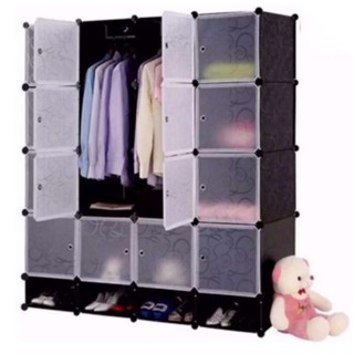 16 Cubes Doors DIY Storage Cabinet with Bottom Shoe Rack cod