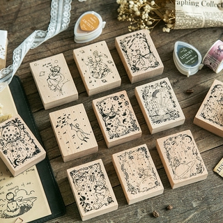 Prince Series Vintage Wooden Stamps Set Rubber Seal For DIY Stationery Scrapbooking Handbook Diary Letter Decor