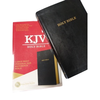 KJV Bible Large Print Personal size Reference Bible Black Leather Touch Gold edge pMsp