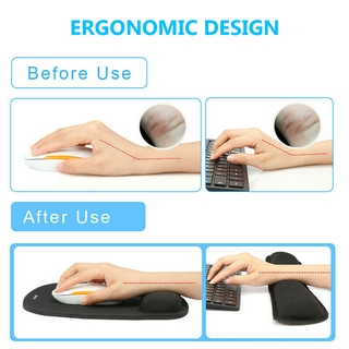 SUQI Comfortable Keyboard Pad Smooth Wrist Rest Mouse Mat Ergonomic Mice Mat Black Wrist Support Memory Foam (9)