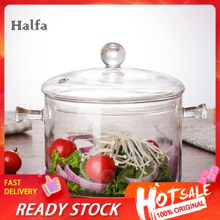 CF❋ 1300ml Glass Soup Pot Transparent Cooker Salad Instant Noodle Bowl Cooking Tool