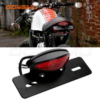 *Ready Stock* Motorcycle LED Taillight Brake License Plate Retro Tail Light Red For Cafe Racer (1)
