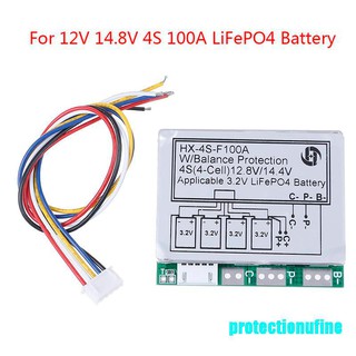 [protectionufine] 4S 100A 12.8V w/balance LiFePo4 LiFe 18650 battery cell BMS protection PCB board