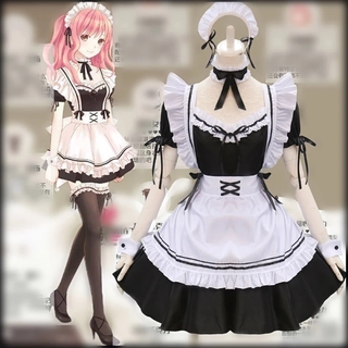 Amine Black Cute Lolita French Maid Cosplay Costume Dress Woman Waitress Maid Party Stage Costumes