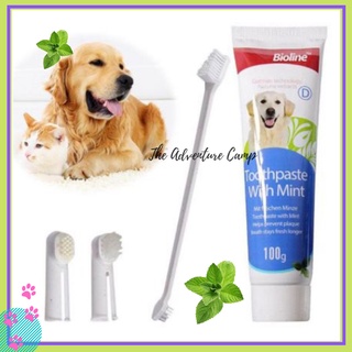 Dental Oral Care Kit Toothpaste & Toothbrush Pet Oral Teeth Cleaning Set 100ml Mint and Beef Flavor