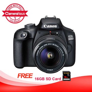 Canon EOS 3000D DSLR Camera with Lens 18-55mm Black with Free: 16gb SD card