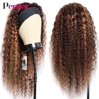 Hair Accessories﹊❇Perstar Ombre Headband Wigs Human Hair Water Curly Headband Human Hair Wigs for Wo