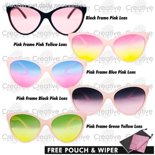 ⊙♚CISunnies #15022 Wide Cat Eye Summer Sunglasses Shades | FREE POUCH & WIPER