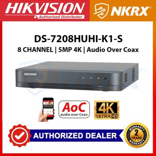 Hikvision DS-7208HUHI-K1 (S) 8MP 5MP 8CH DVR | Audio over Coax (AoC) | 8 Channel Turbo HD CCTV 8xxq