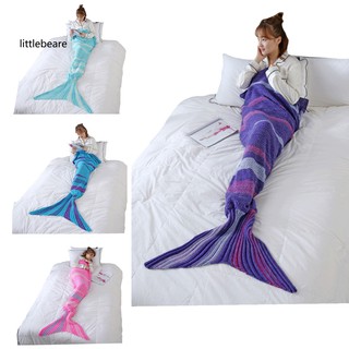 L_Ready stockFashion Knitted Mermaid Tail Shape Blanket Home Sofa Office Sleeping Warm Towel