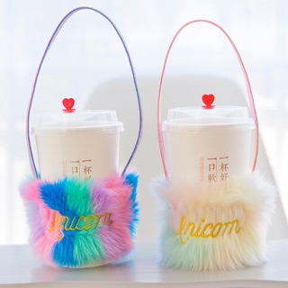 Limited Edition Bentoy Milkjoy Faux Fur Extra Milktea Holder Pouch Hand Carry