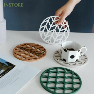 INSTORE Nordic Style Pot Pan Mat Non-slip Coasters Table Trivet Insulation Hollow Kitchen Silicone Dish Plate Pad Heat Resistant Placemat/Multicolor
