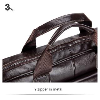 LAOSHIZI Genuine Leather Messenger Bag for Men Padded 14 Inch Laptop Briefcase (9)