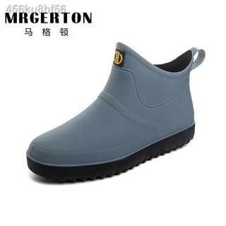 ☏♝Rain boots men s summer short tube waterproof low-top fashion non-slip water boots men s rubber sh (1)
