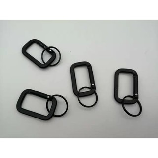 10pcs Black Aluminum Alloy D Carabiner Spring Snap Clip Hooks Keychain Climbing With Ring